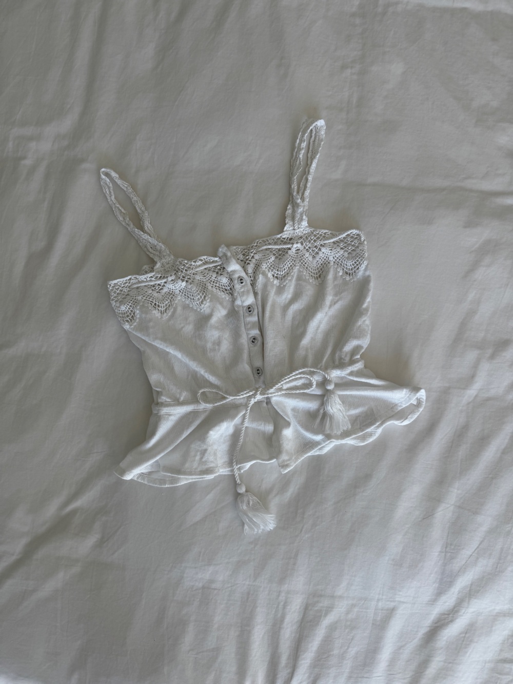 O'Neill White Lace-Trim Camisole Tank Top